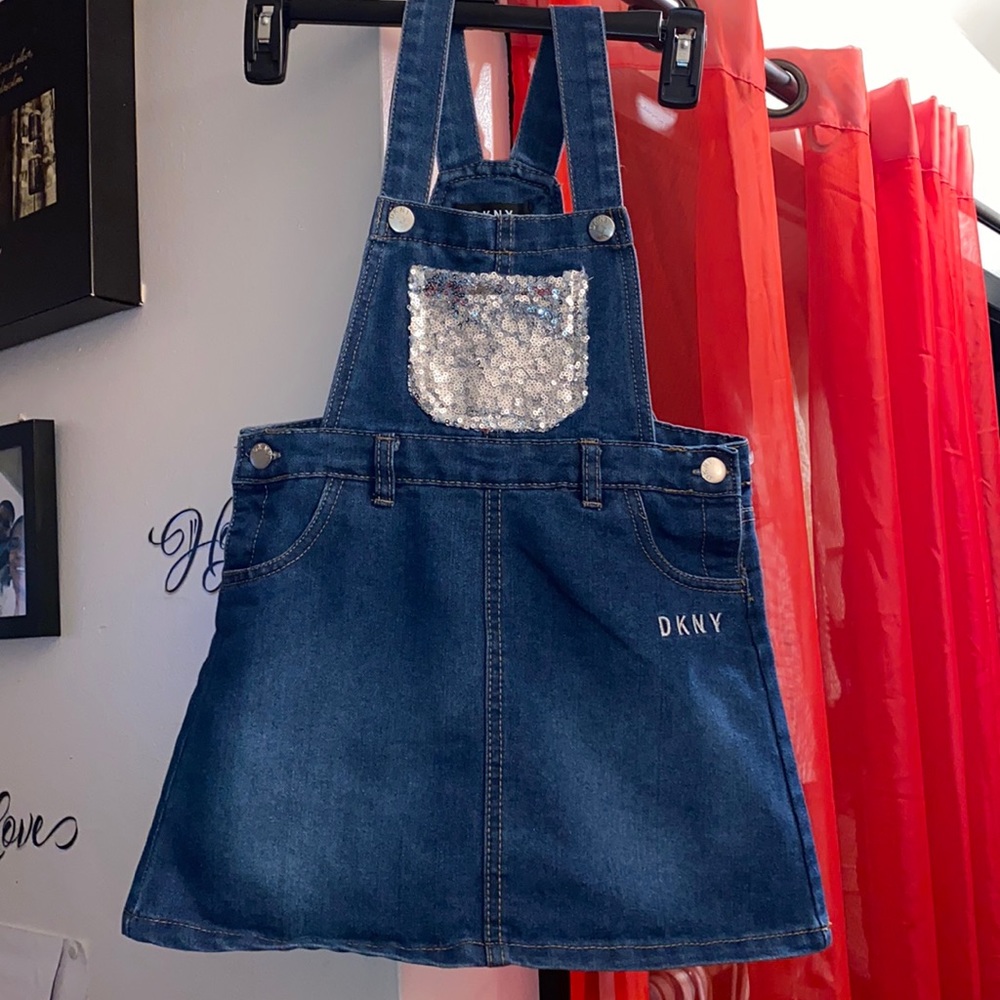 #153 DKNY  girls jumper jean dress size 6x